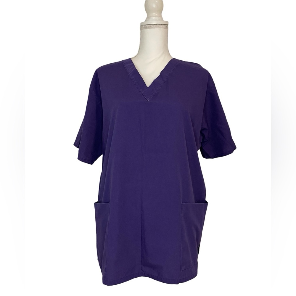 Barco Solid Purple Nursing Medical Scrub Top Women’s Large (no size tag)